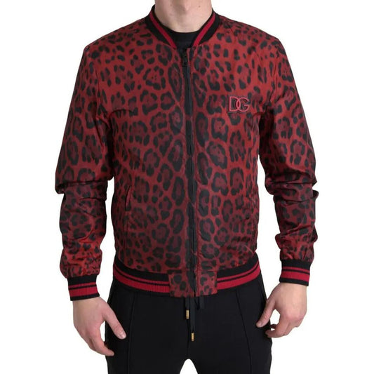 Red Leopard Bomber Short Coat Jacket