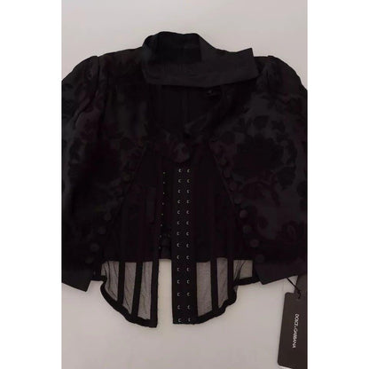 Dolce & Gabbana Black Lace Sheer Corset Organza Silk Jacket Dolce & Gabbana