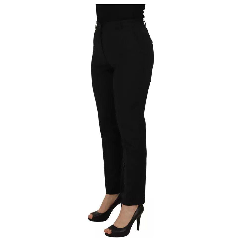 Dolce & Gabbana Black High Waist Tapered Trouser Pants Dolce & Gabbana