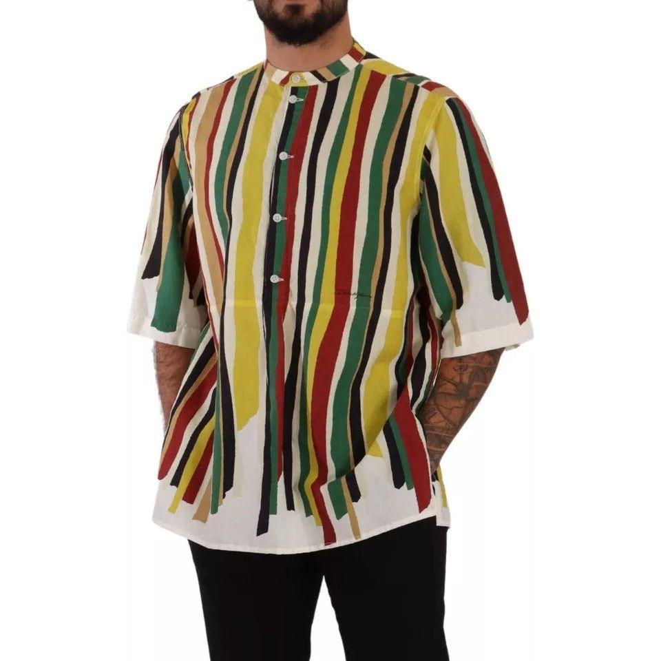 Dolce & Gabbana Multicolor Striped Linen Cotton Shirt Dolce & Gabbana