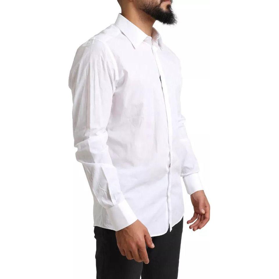 Dolce & Gabbana White GOLD Formal Cotton Tuxedo Dress Shirt Dolce & Gabbana