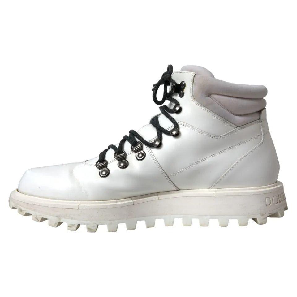 Dolce & Gabbana White Vulcano Trekking Ankle Boots Men Shoes Dolce & Gabbana