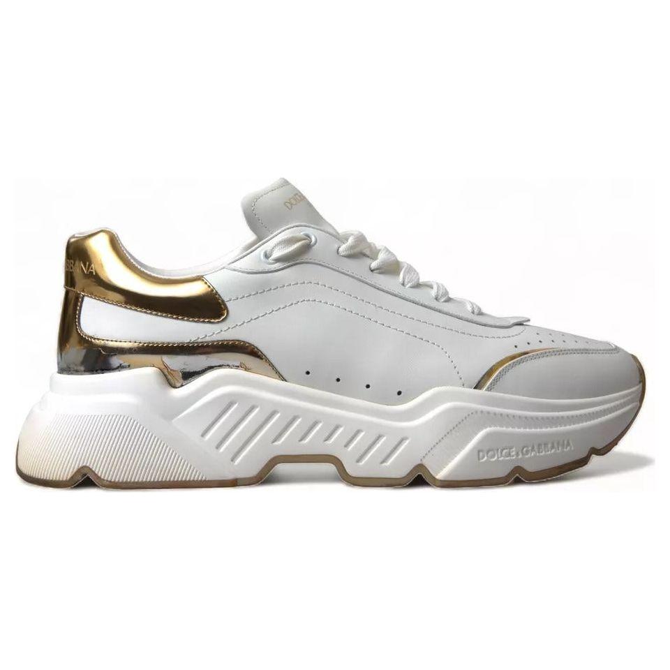 Dolce & Gabbana White Gold Leather Sport DAYMASTER Sneakers Shoes Dolce & Gabbana