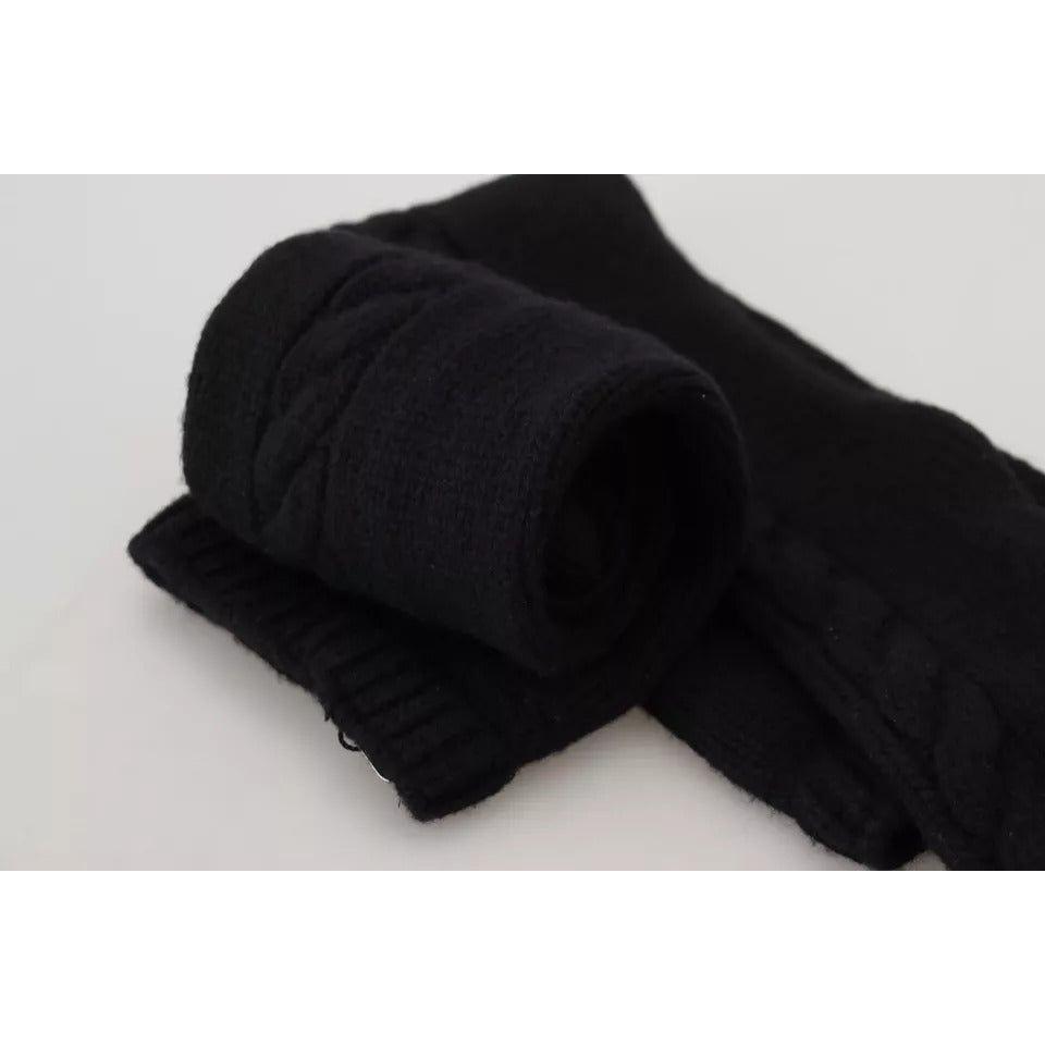 Dolce & Gabbana Black Wool Knit Calf Long Women Accessory Socks Dolce & Gabbana