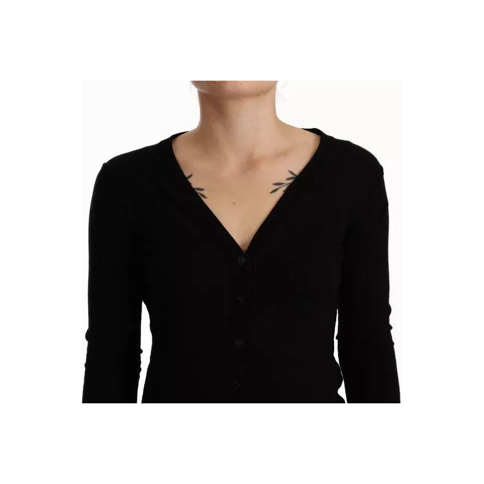 Dolce & Gabbana Black Wool Knit Button Down Cardigan Sweater Dolce & Gabbana