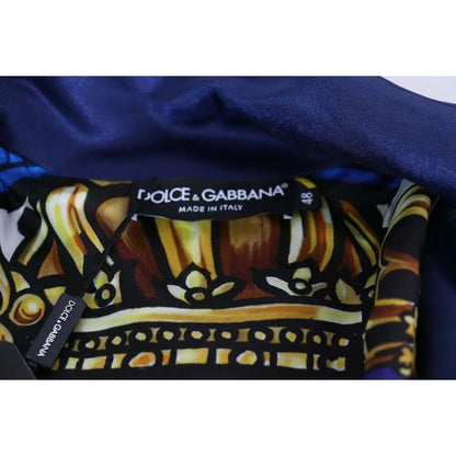 Dolce & Gabbana Blue Heraldic Patch Striped King Bee Sweater