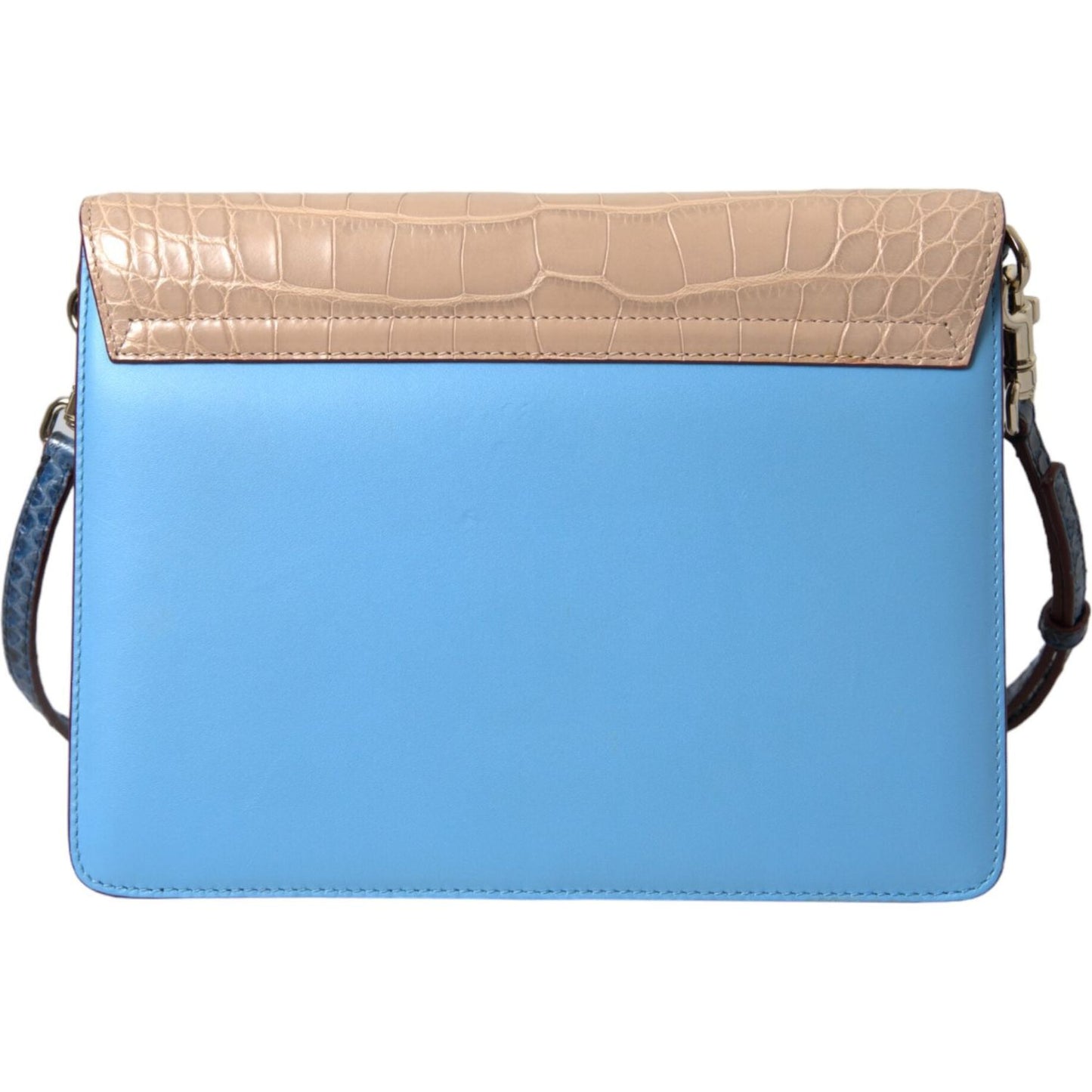 Dolce & Gabbana Blue Beige Exotic Leather LUCIA Crossbody Purse Bag Dolce & Gabbana