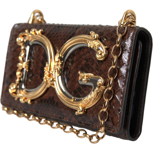 Dolce & Gabbana Brown Python Leather DG Girls Crossbody Phone Bag Dolce & Gabbana