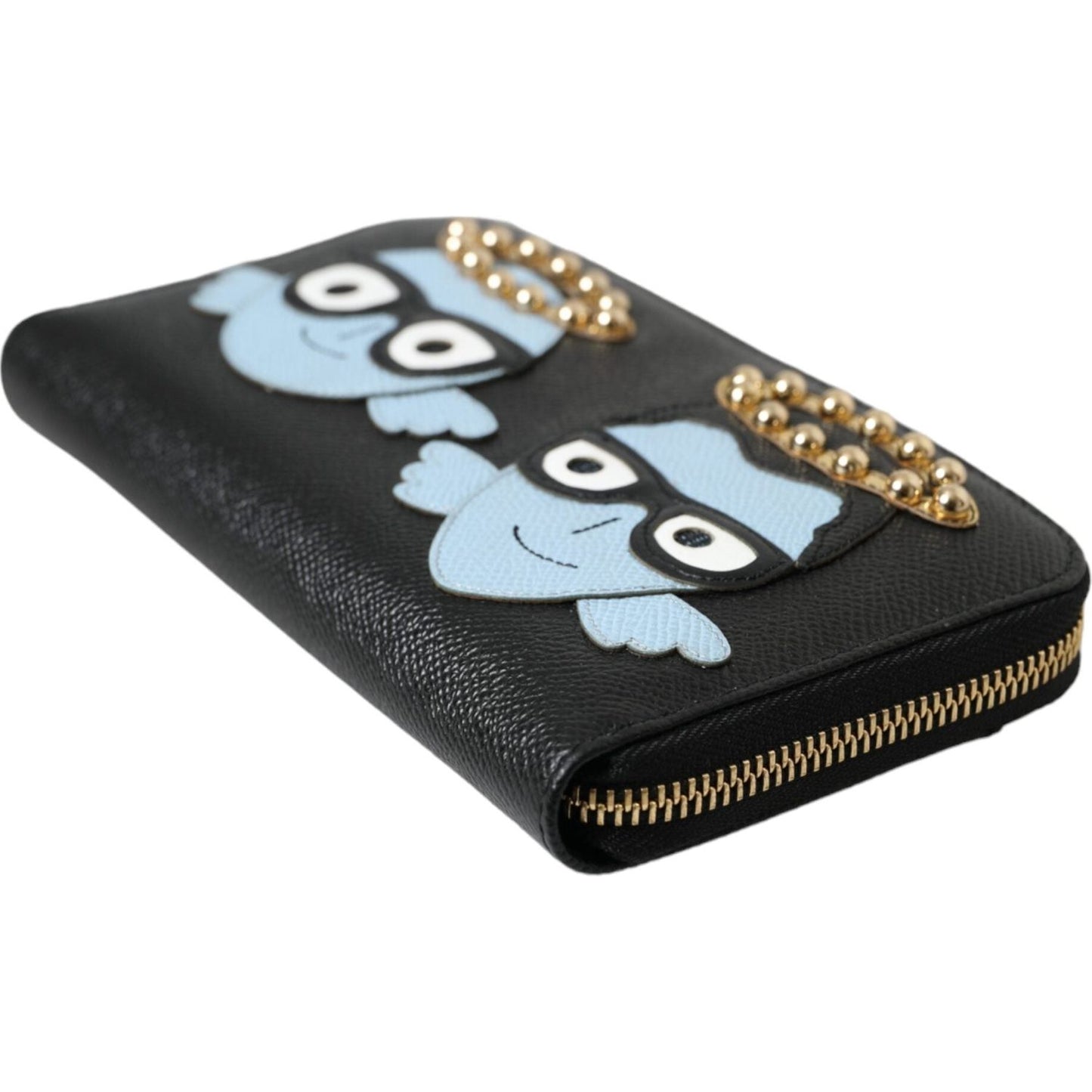 Dolce & Gabbana Black Blue Leather #DGFAMILY Zipper Continental Men Wallet Dolce & Gabbana