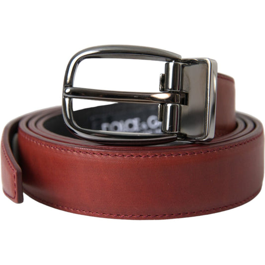 Dolce & Gabbana Brown Leather Silver Metal Buckle Belt Men Dolce & Gabbana