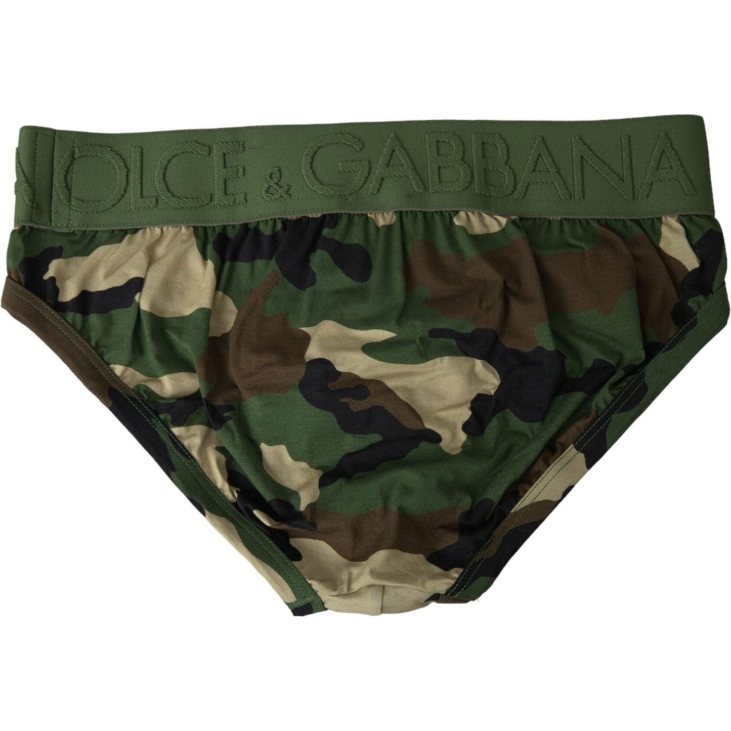 Dolce & Gabbana Green Camouflage Logo Cotton Mid Slip Underwear Dolce & Gabbana