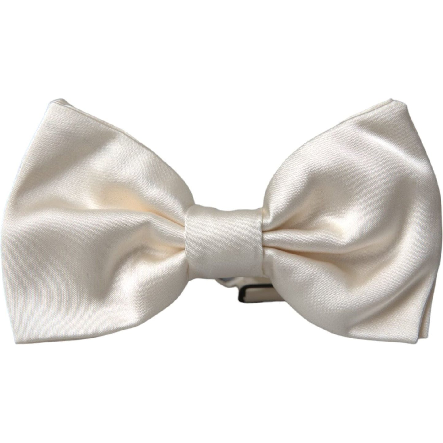 Dolce & Gabbana Off White Silk Adjustable Neck Men Bow Tie Dolce & Gabbana