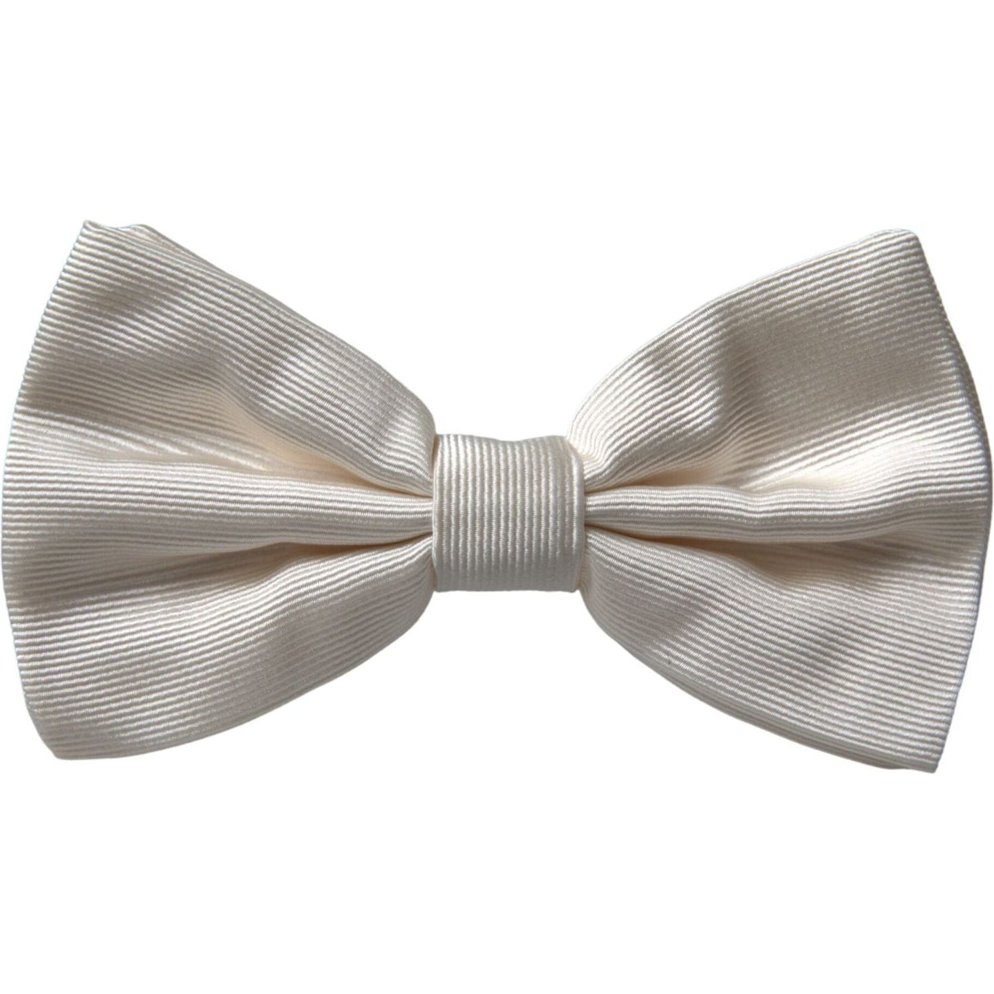 Dolce & Gabbana Off White Silk Adjustable Neck Men Bow Tie Dolce & Gabbana