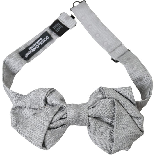 Dolce & Gabbana Gray Silk Adjustable Neck Men Bow Tie Dolce & Gabbana