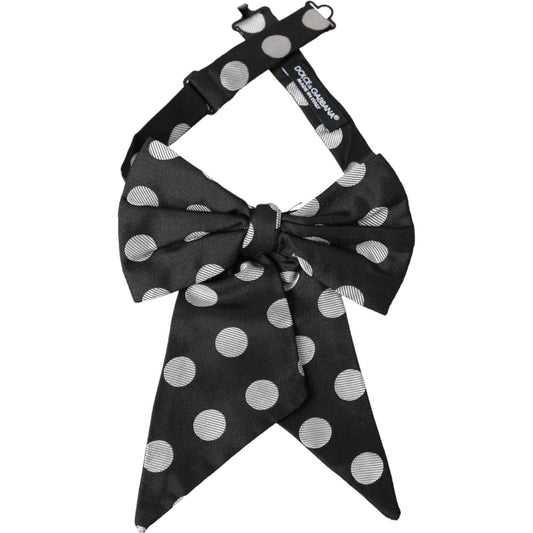 Dolce & Gabbana Black Polka Dots Ribbon Adjustable Neck Bow Tie Dolce & Gabbana