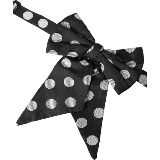 Dolce & Gabbana Black Polka Dots Ribbon Adjustable Neck Bow Tie Dolce & Gabbana