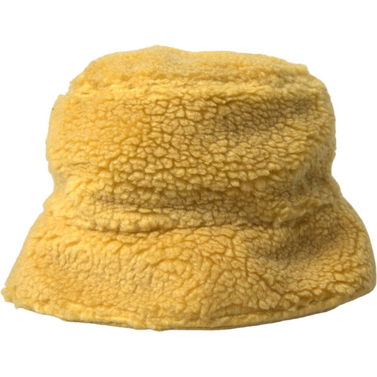 Yellow Fluffy Fleece Fur Bucket Hat Men