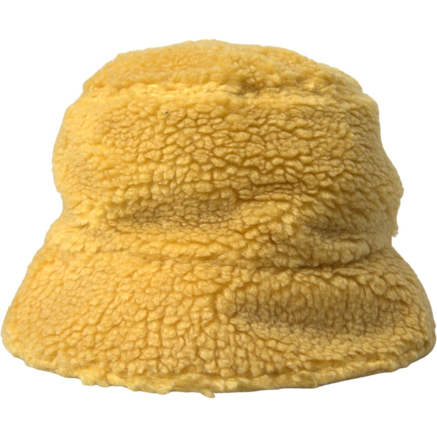 Dolce & Gabbana Yellow Fluffy Fleece Fur Bucket Hat Men Dolce & Gabbana