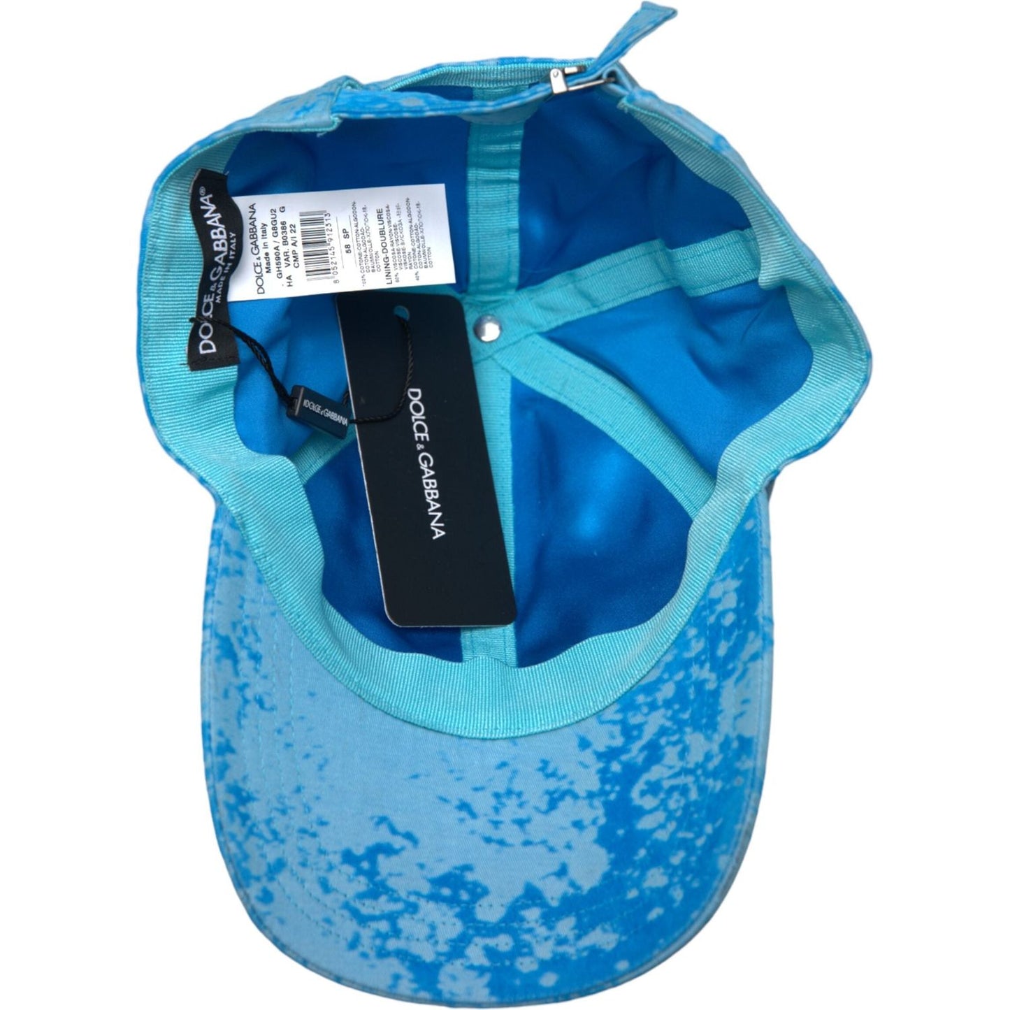 Dolce & Gabbana Light Blue Color Splash Baseball Hat Men Dolce & Gabbana