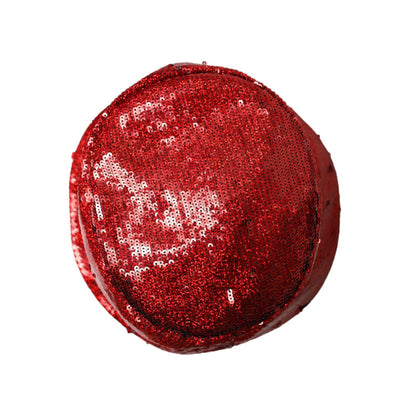Dolce & Gabbana Red Sequined Nylon Bucket Hat Men