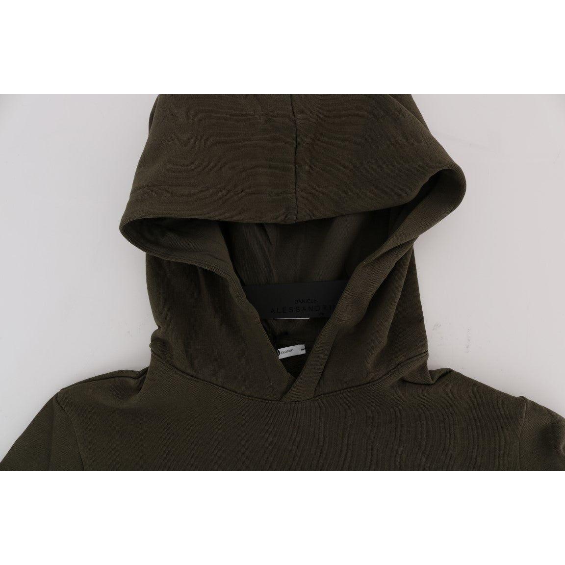 Daniele Alessandrini Elegant Green Cotton Hooded Sweater Daniele Alessandrini