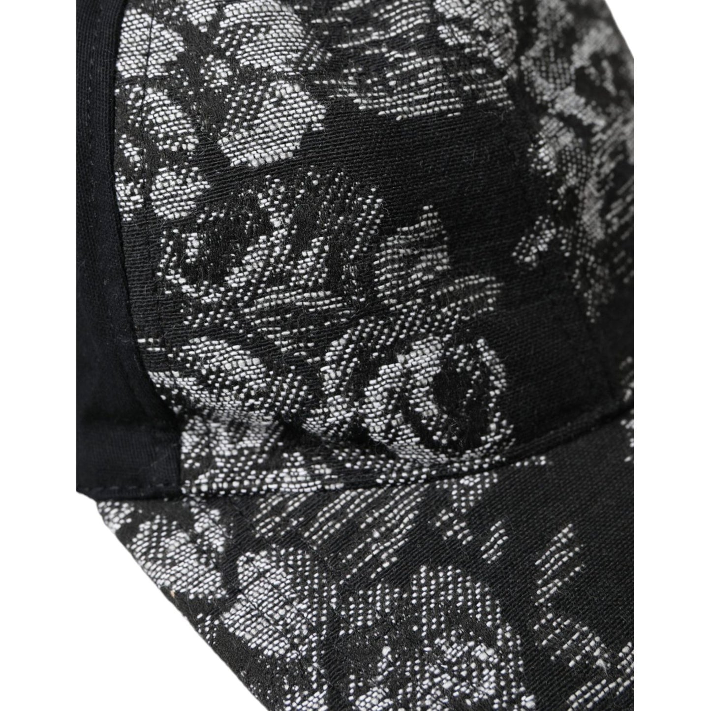 Dolce & Gabbana Black Silver Floral Print Baseball Hat Men Dolce & Gabbana