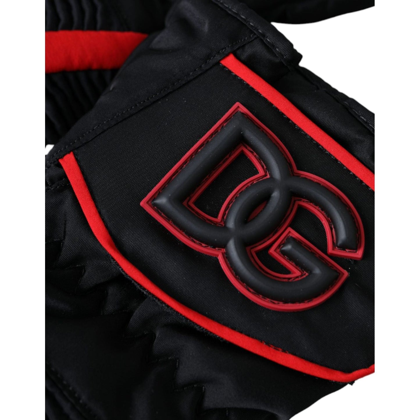 Dolce & Gabbana Black Red Nylon Wrist Length Gloves Dolce & Gabbana