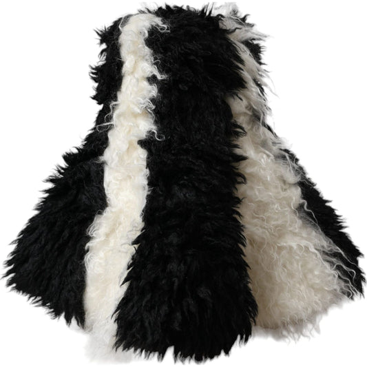 Dolce & Gabbana Black White Stripes Mohair Fur Bucket Hat Dolce & Gabbana