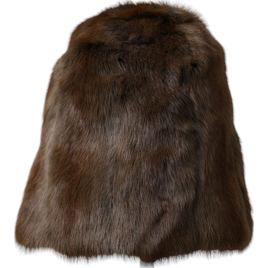 Dolce & Gabbana Brown Weasel Fur Womens Cashmere Hat Beanie Dolce & Gabbana