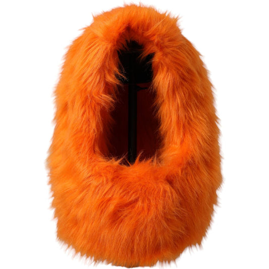 Orange Faux Fur Whole Head Wrap Hat