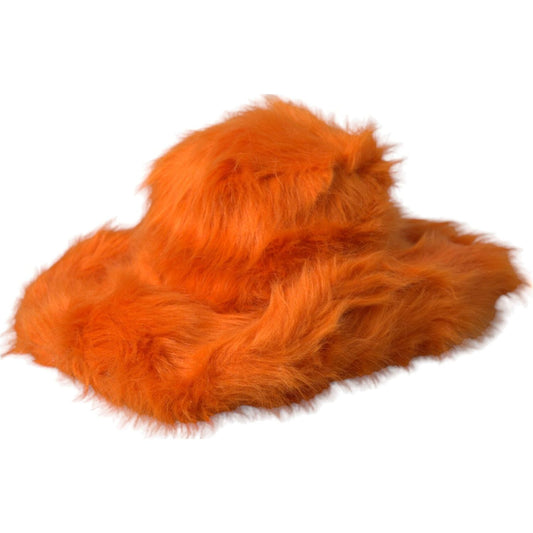 Orange Faux Fur Polyester Fedora Hat