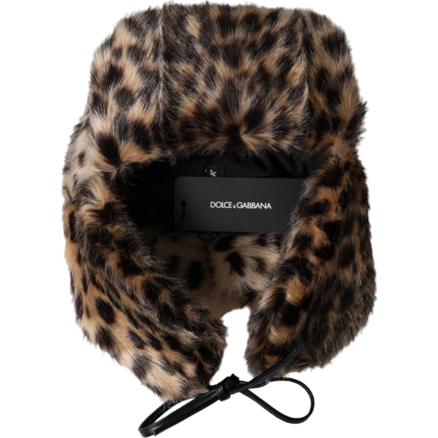 Dolce & Gabbana Multicolor Leopard Fur Trapper Women Hat Dolce & Gabbana