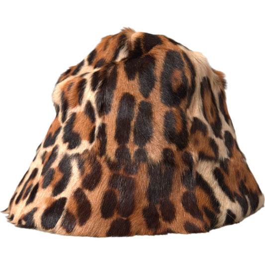 Brown Leopard Fur Women Bucket Hat