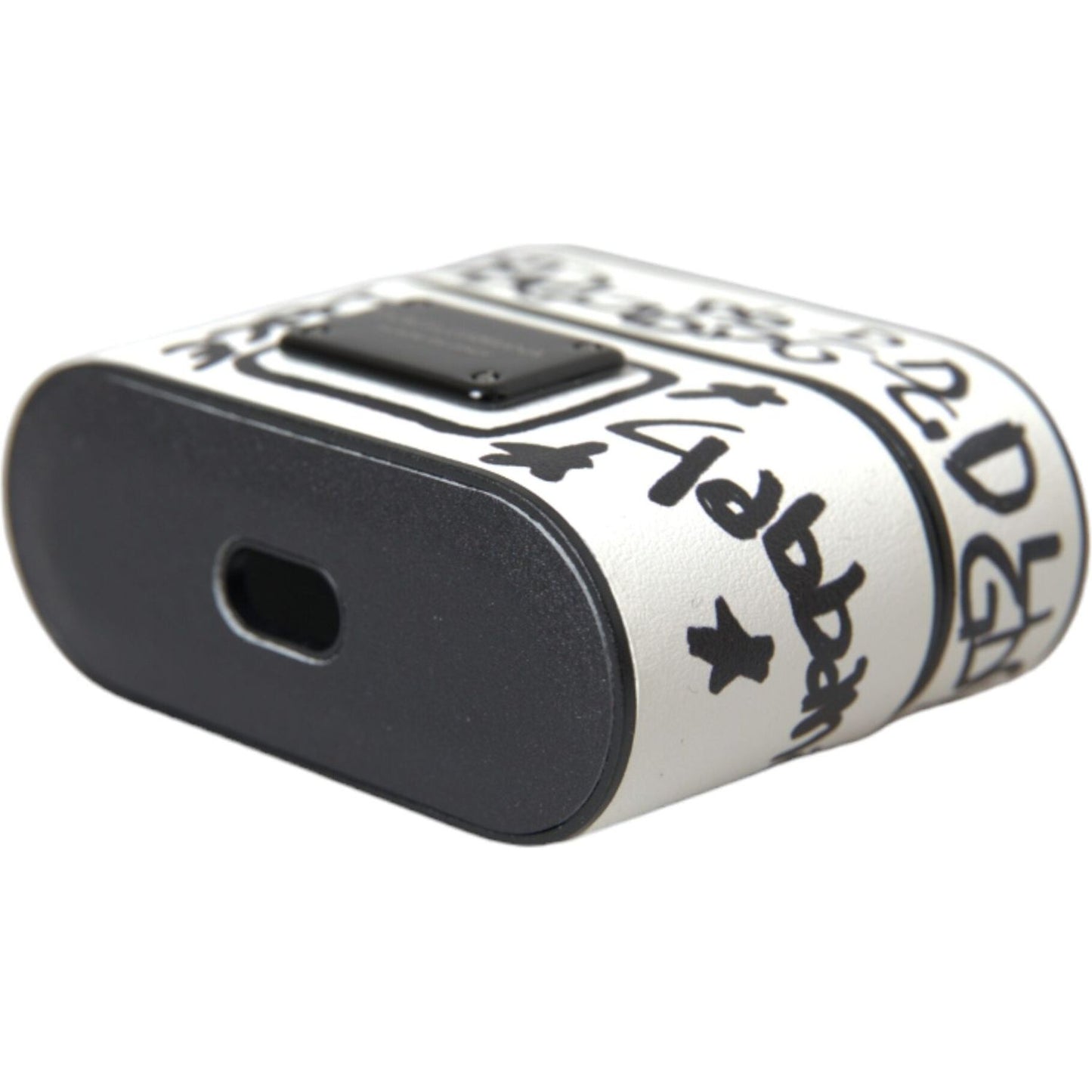 Dolce & Gabbana Black White Leather Scribble Embossed Logo Airpods Case Dolce & Gabbana