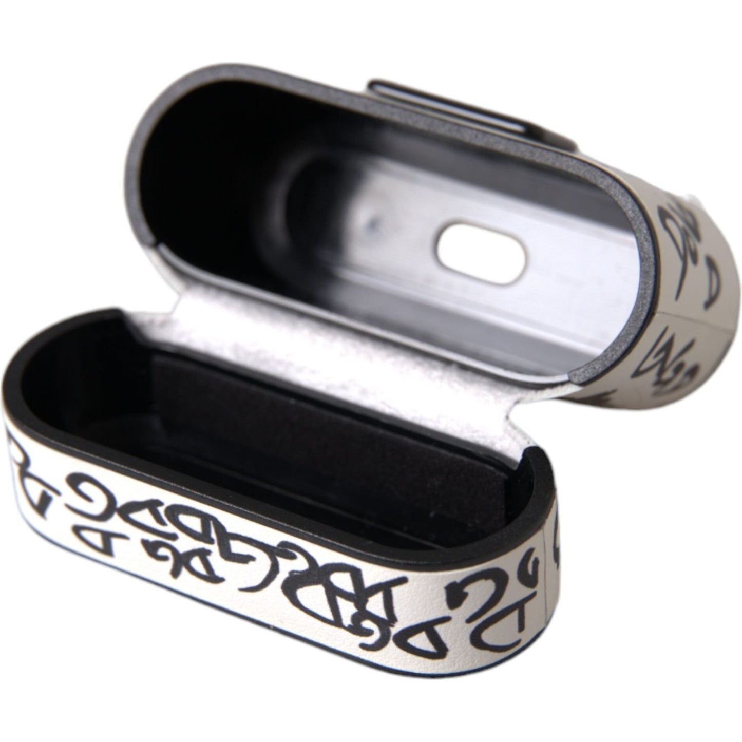 Dolce & Gabbana Black White Leather Scribble Embossed Logo Airpods Case Dolce & Gabbana