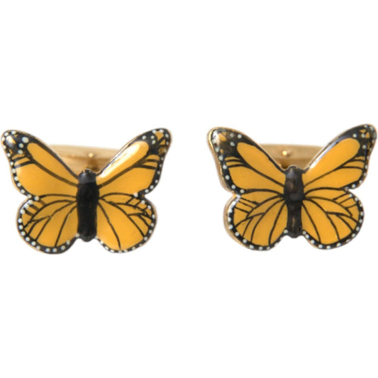 Gold Tone Brass Butterfly Enamel Men Cufflink