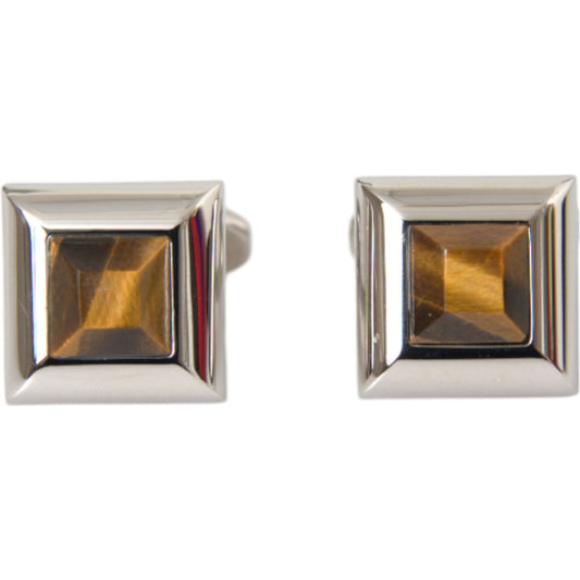 Silver Plated Brass Pin Crystal Cufflinks