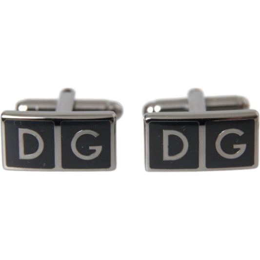 Dolce & Gabbana Silver Plated Metal Brass DG Logo Pin Cufflinks Dolce & Gabbana