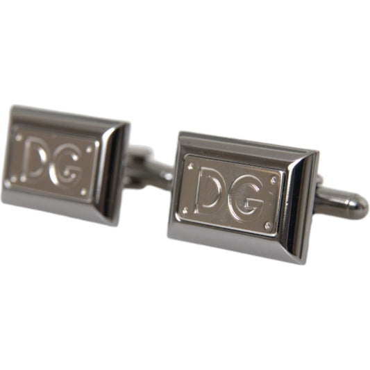 Silver Plated Metal Brass DG Logo Pin Cufflinks