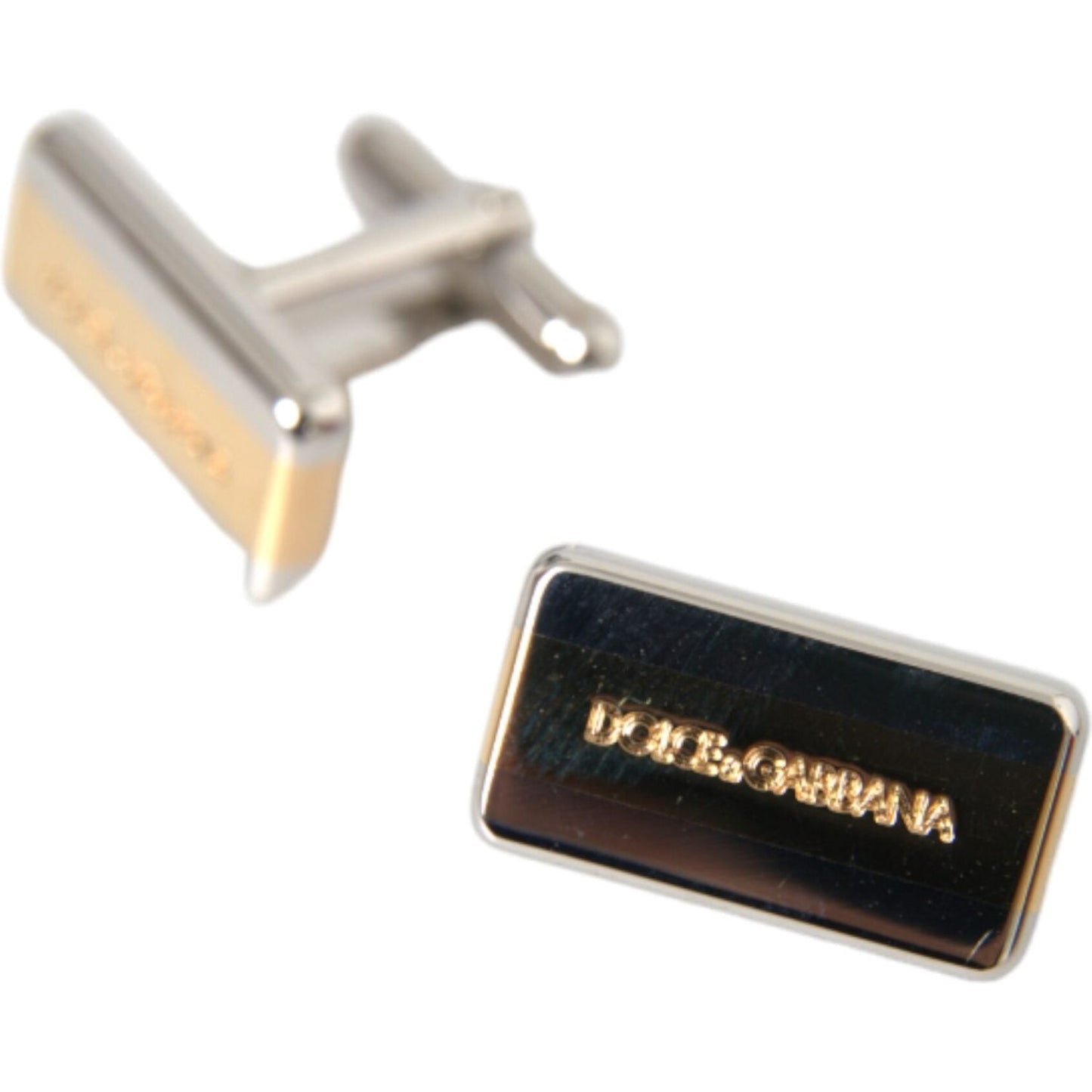 Dolce & Gabbana Silver Gold Plated Brass DG Logo Pin Cufflinks Dolce & Gabbana