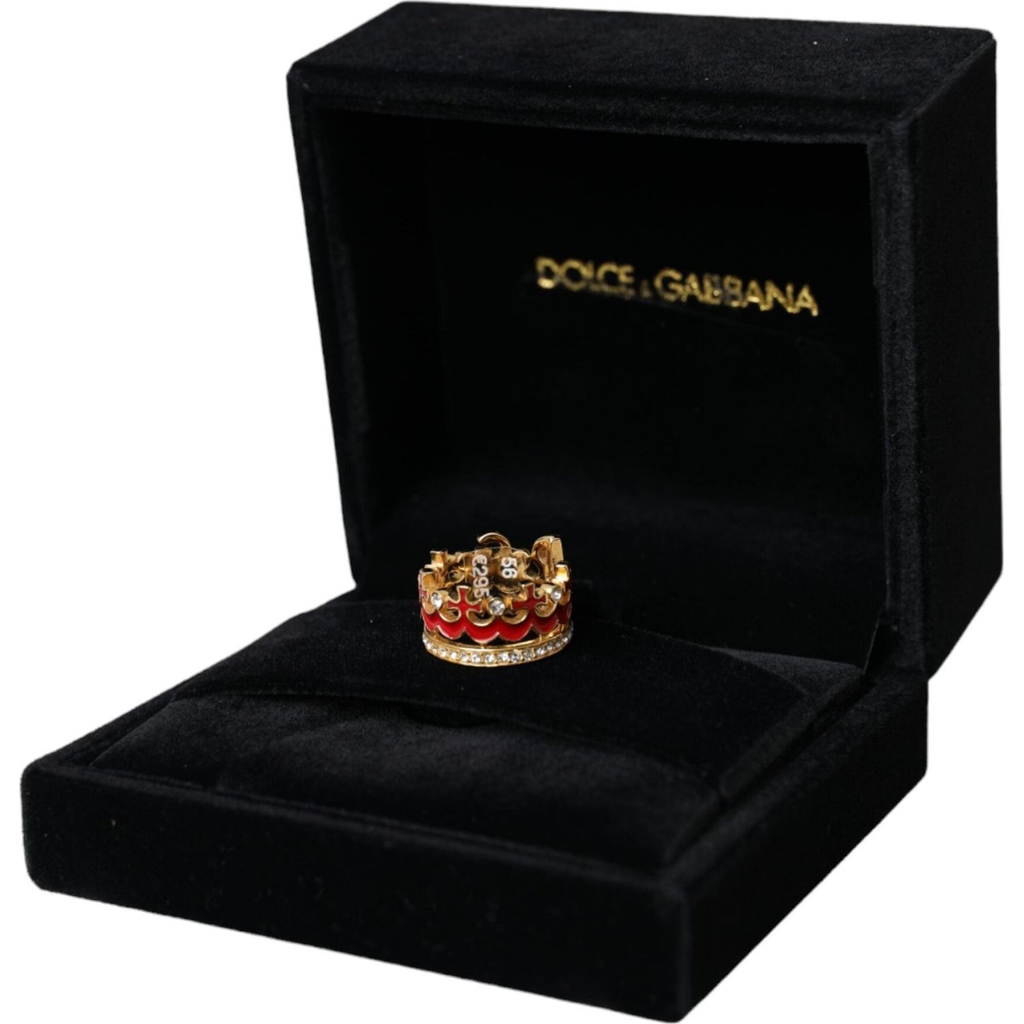 Dolce & Gabbana Gold Tone BrassCrystal Enamel DG CROWN Statement Ring Dolce & Gabbana