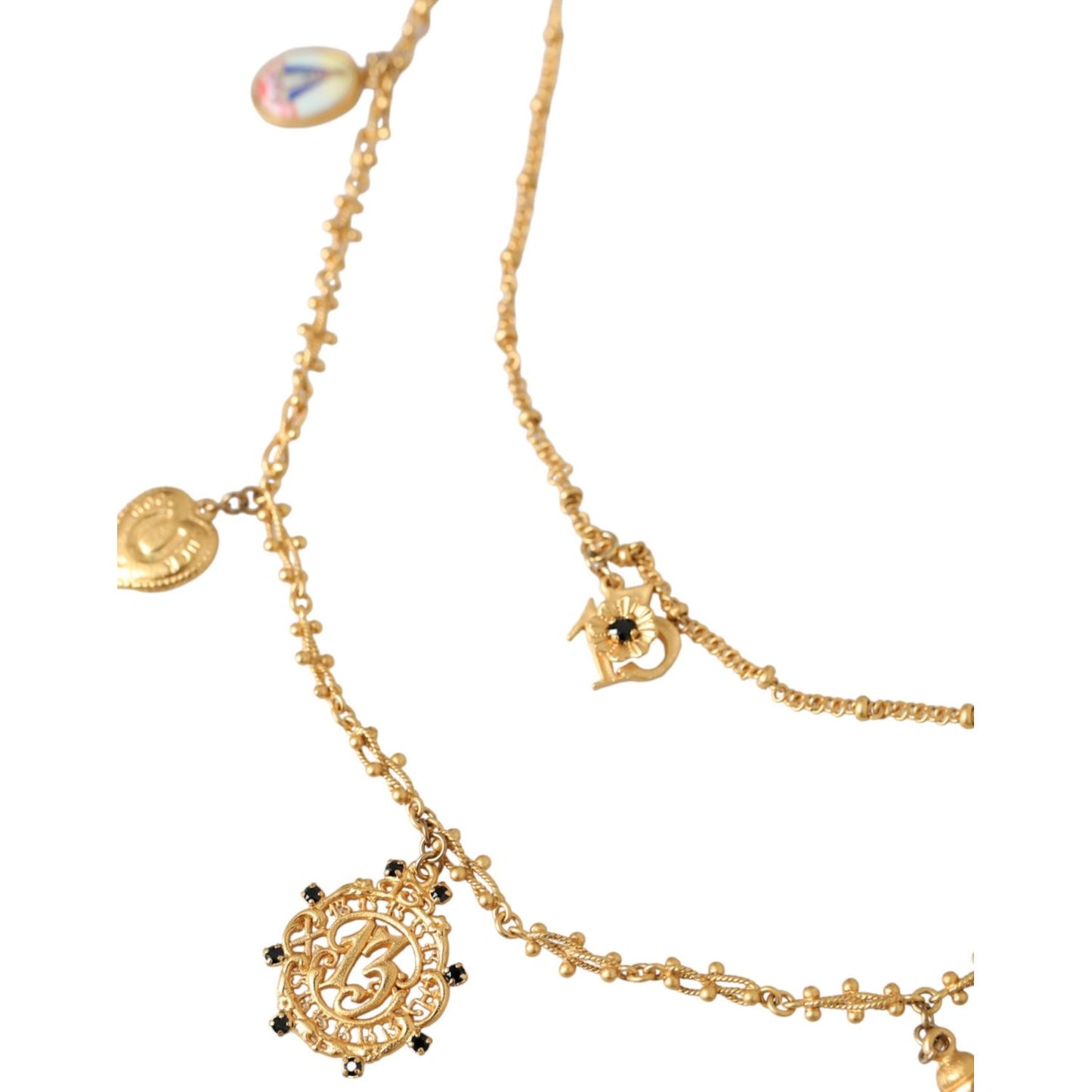 Dolce & Gabbana Gold Tone Chain Brass Charm Statement Sicily Necklace Dolce & Gabbana