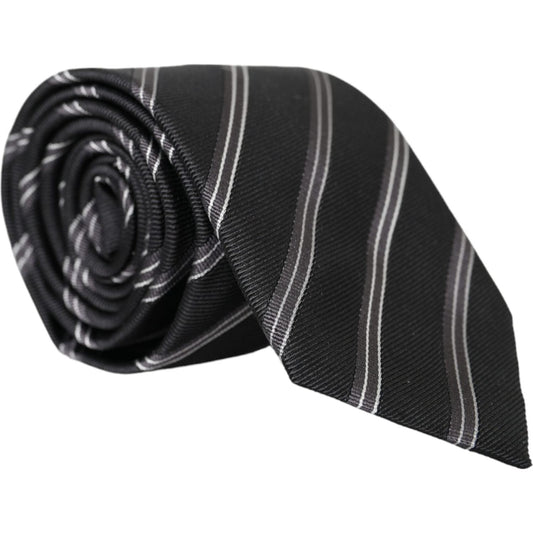 Black White Stripes Silk Adjustable Tie