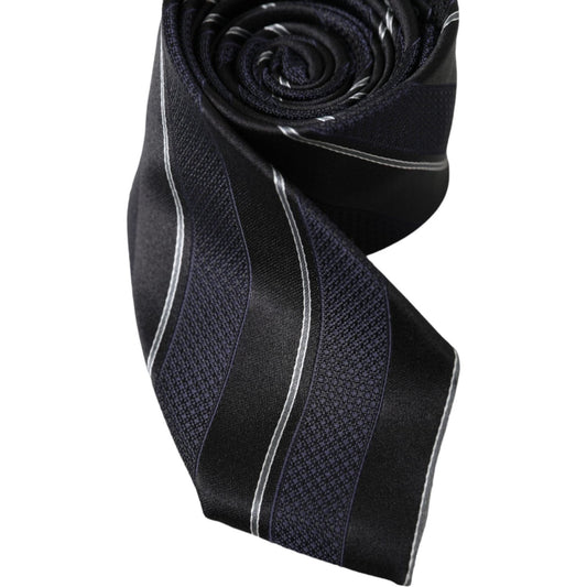 Black White Stripes Silk Adjustable Tie