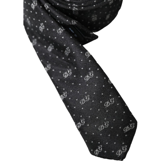 Black DG Logo 100% Silk Adjustable Tie