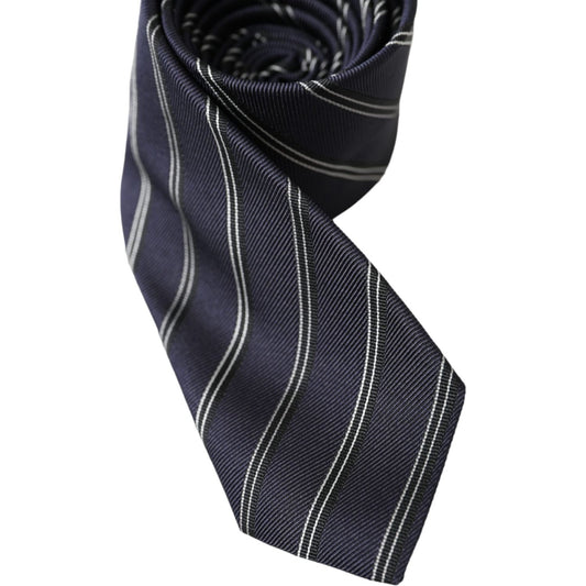 Black White Stripes Silk Adjustable Tie