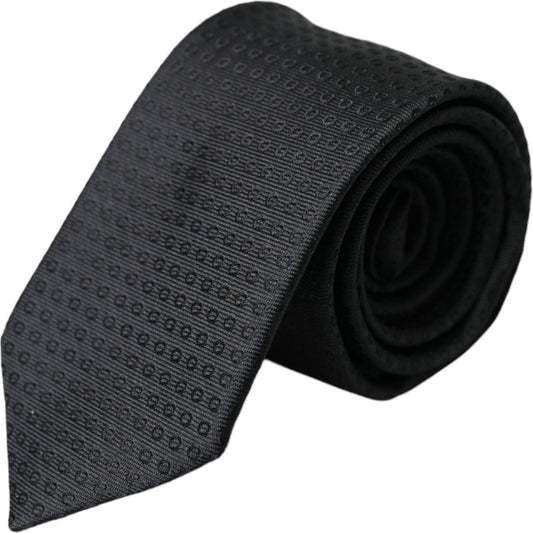 Dolce & Gabbana Black STAFF Patterned Cotton Adjustable Men Tie Dolce & Gabbana