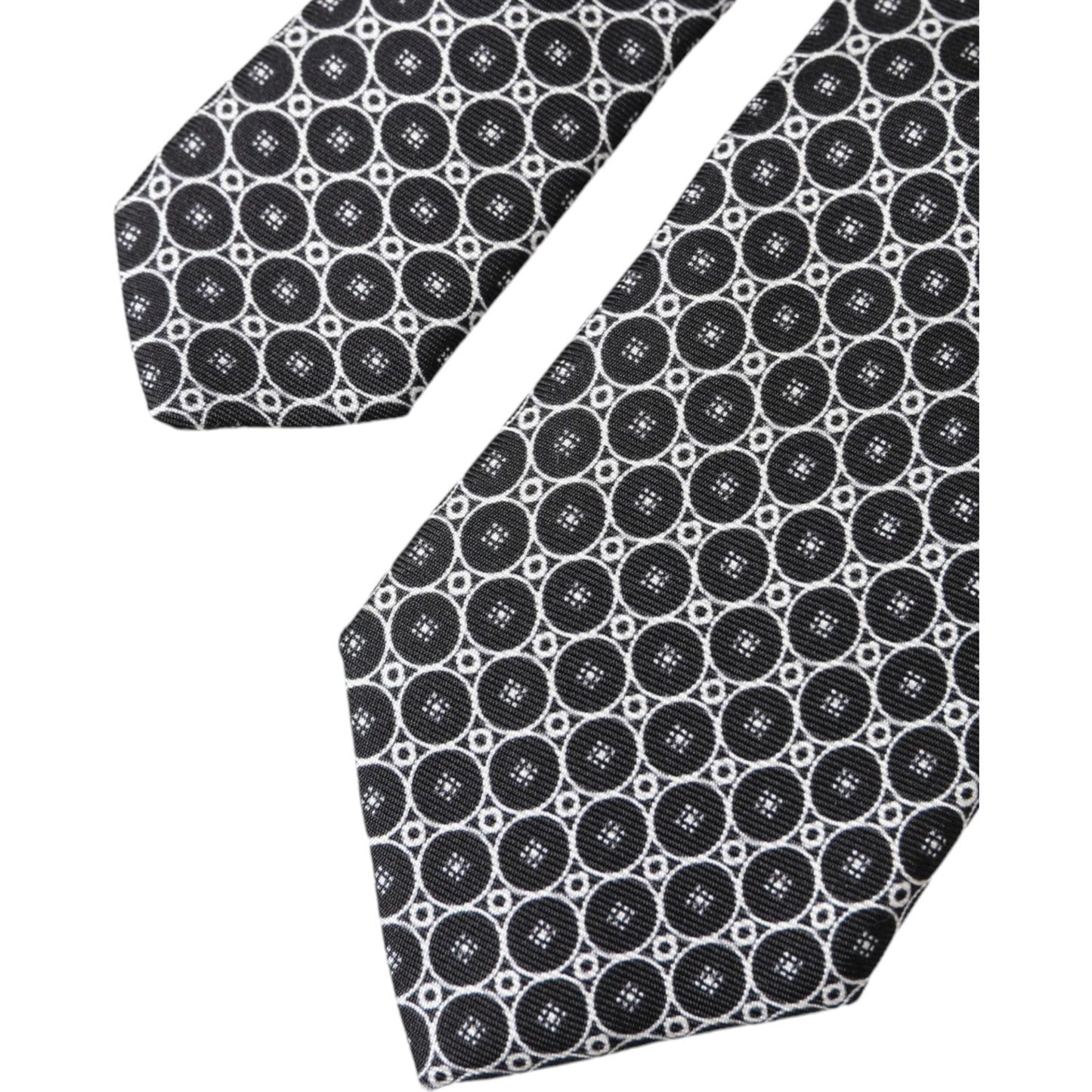 Dolce & Gabbana Black White Patterned Silk Adjustable Men Tie Dolce & Gabbana