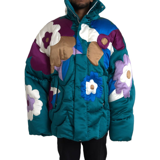 Multicolor Floral Windbreaker Puffer Jacket