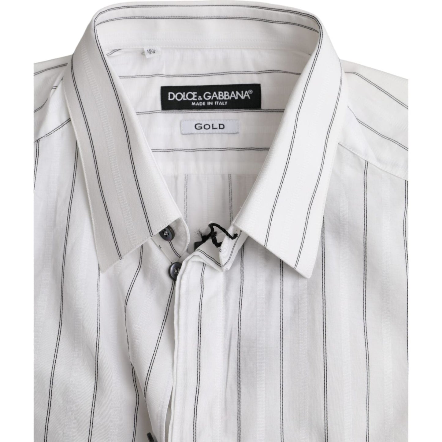 Dolce & Gabbana Black White Striped Formal Dress GOLD Shirt Dolce & Gabbana